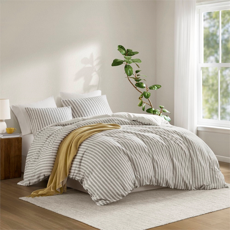 Olliix Madison Park Etta King Duvet Set Cotton in Grey