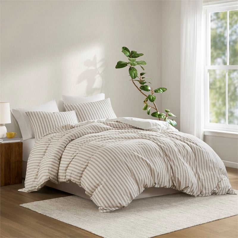 Olliix Madison Park Etta King Duvet Set Cotton in Tan