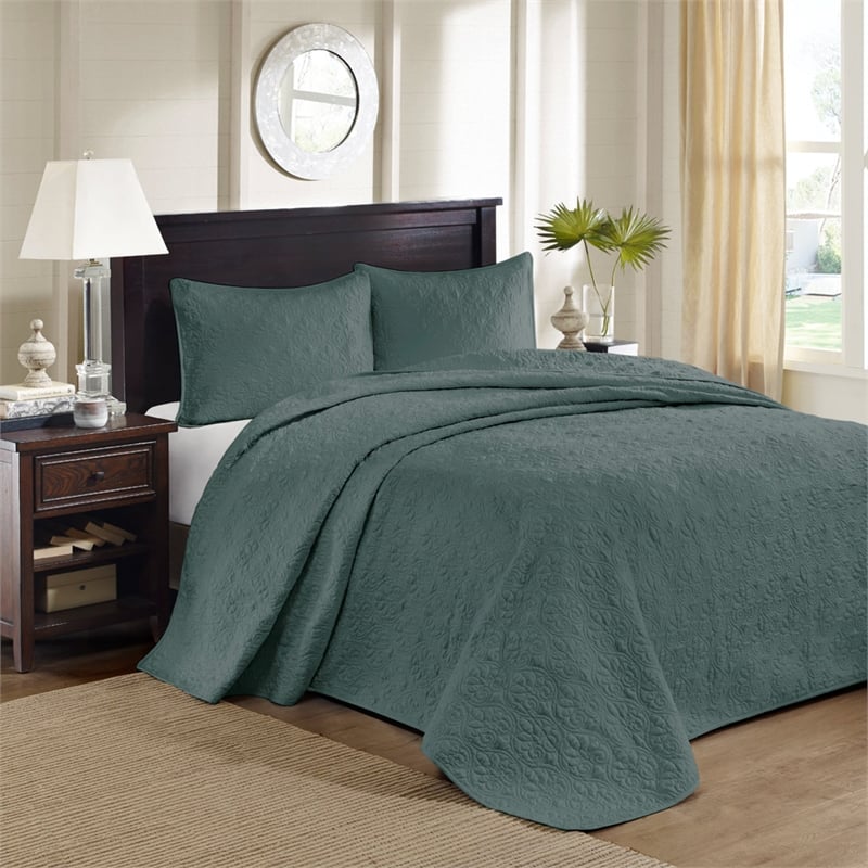 Olliix Madison Park Quebec King Bedspread Set Cotton in Balsam Green
