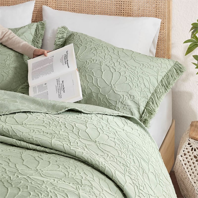 Olliix Madison Park Willow King Bedspread Set Cotton in Sage