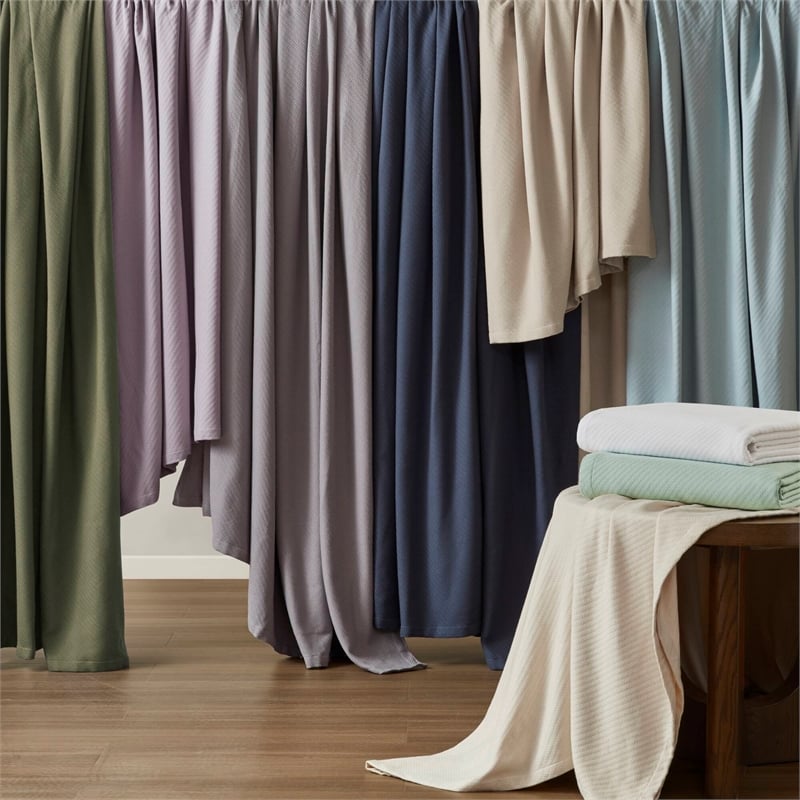 Olliix Madison Park Liquid Cotton Twin Blanket Cotton in Olive Green