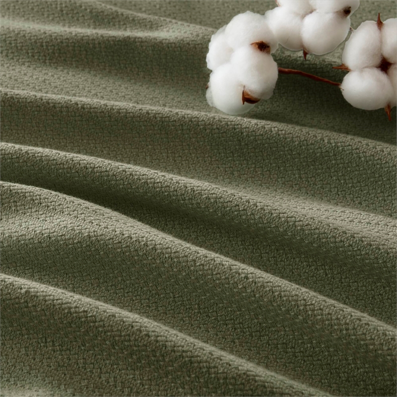 Olliix Madison Park Liquid Cotton Twin Blanket Cotton in Olive Green