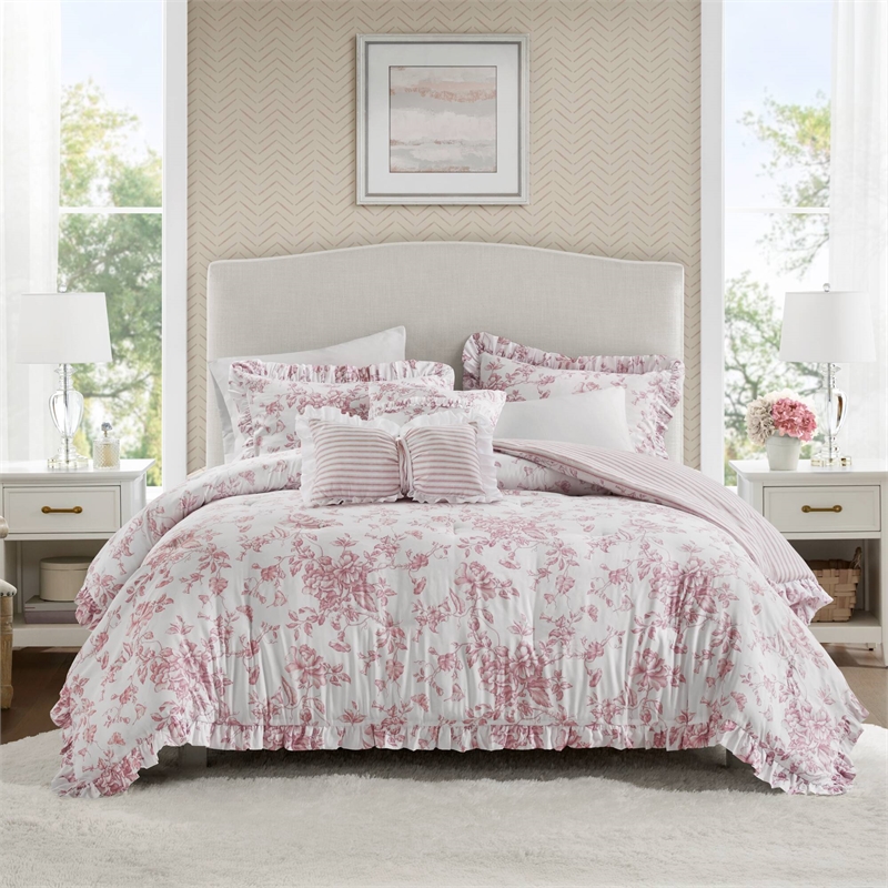 Olliix Madison Park Essentials Adele King Comforter Set Polyester in Pink