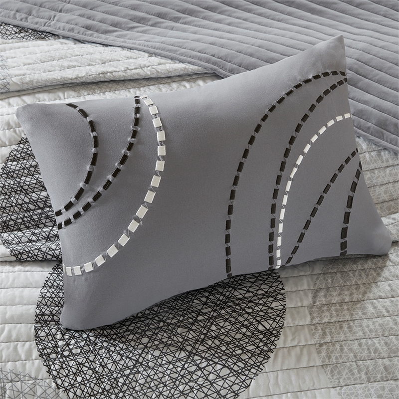 Olliix Madison Park Essentials Knowles Twin Quilt Set Cotton in Grey