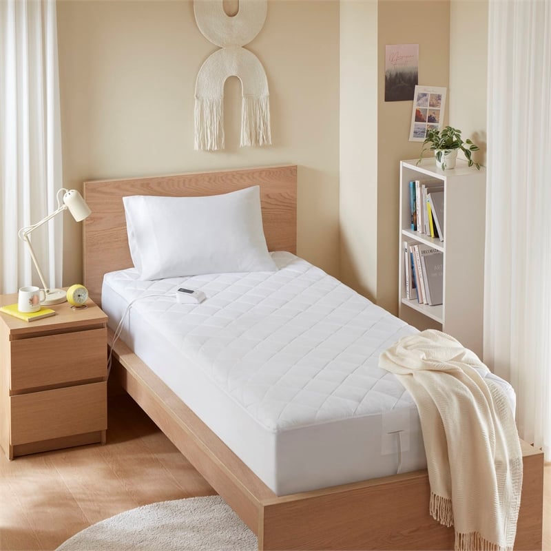 Olliix Serta Microfiber Zoned Twin Mattress Pad Microfiber in White