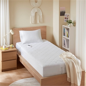 Olliix Serta Microfiber Zoned Twin Mattress Pad Microfiber in White