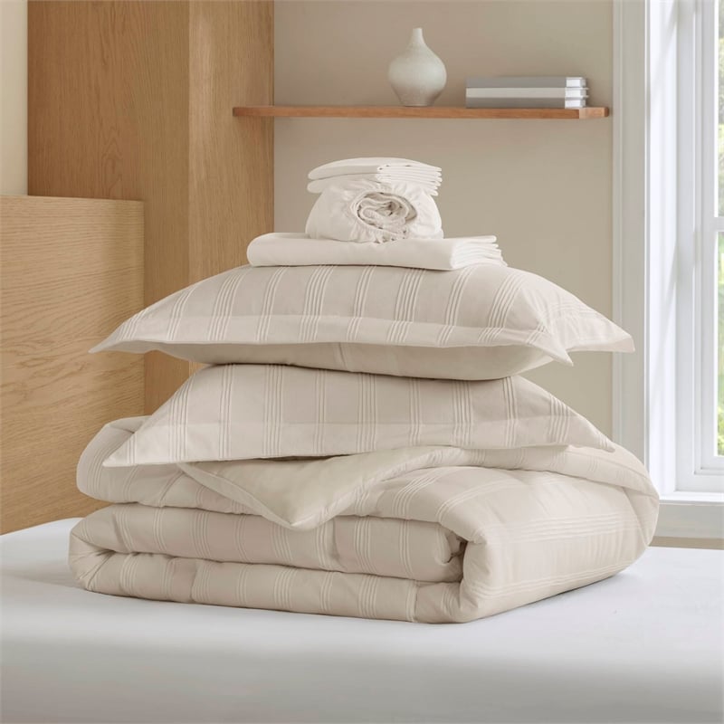 Olliix Super Listing Logan Full Comforter Set Polyester in Neutral
