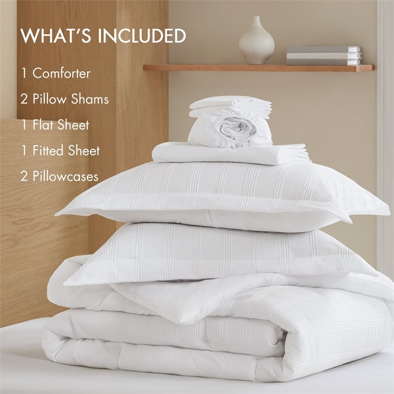 Olliix Super Listing Logan King Comforter Set Polyester in White