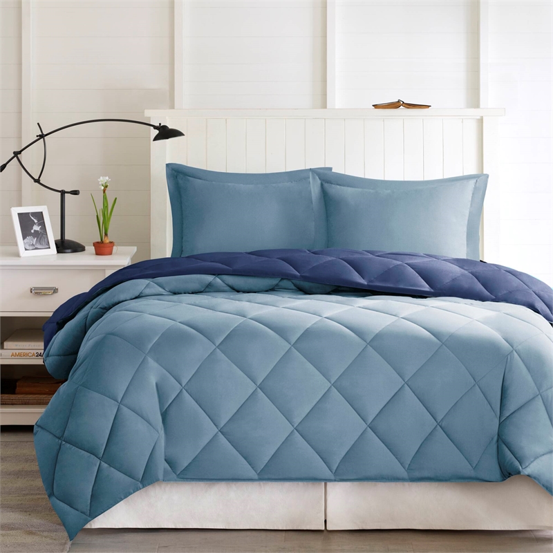 Olliix Madison Park Larkspur King Comforter Mini Set in Navy/Light Blue