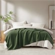 Olliix Madison Park Waffle Weave King Blanket Cotton in Olive Green