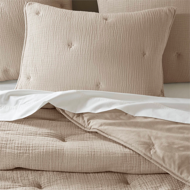 Olliix Harbor House Blue Breeze King Quilt Set Cotton in Taupe