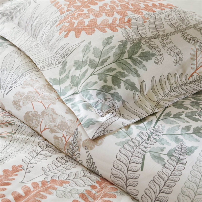 Olliix Harbor House Botanical King Duvet Cover Set Cotton in Terracotta/Linen
