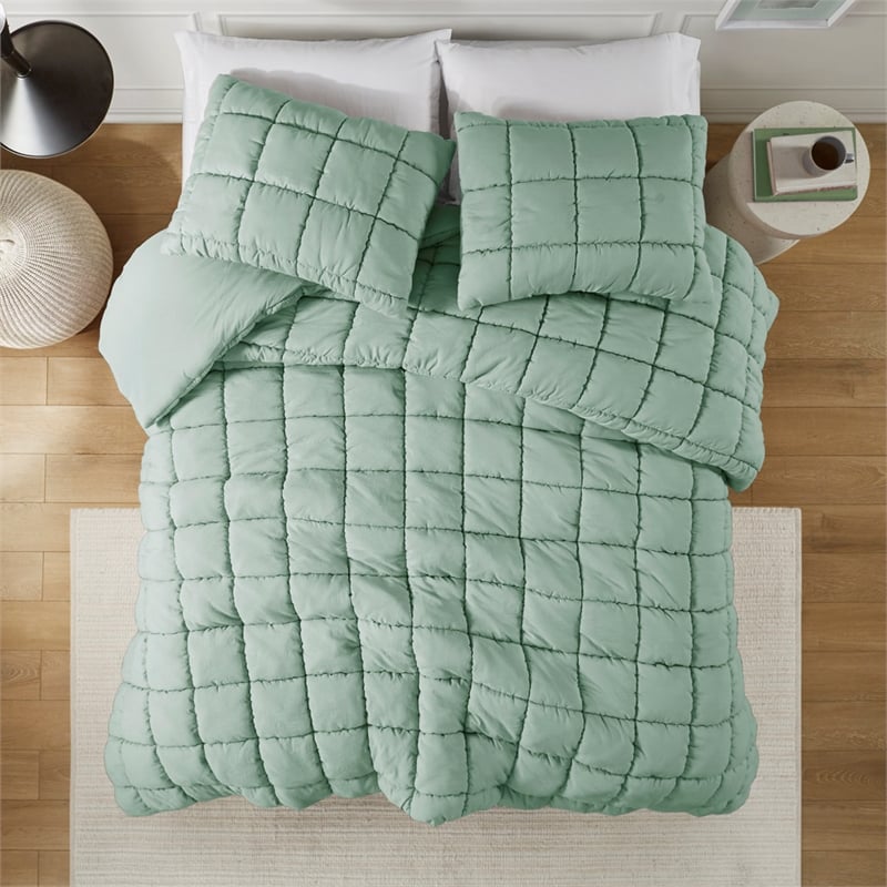 Olliix Intelligent Design Dream Puff Twin Comforter Mini Set Polyester in Sage
