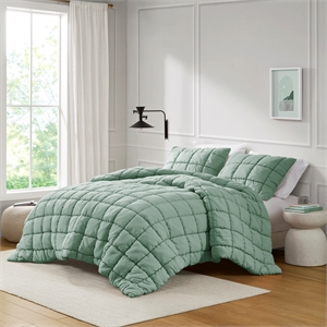 Olliix Intelligent Design Dream Puff Twin Comforter Mini Set Polyester in Sage