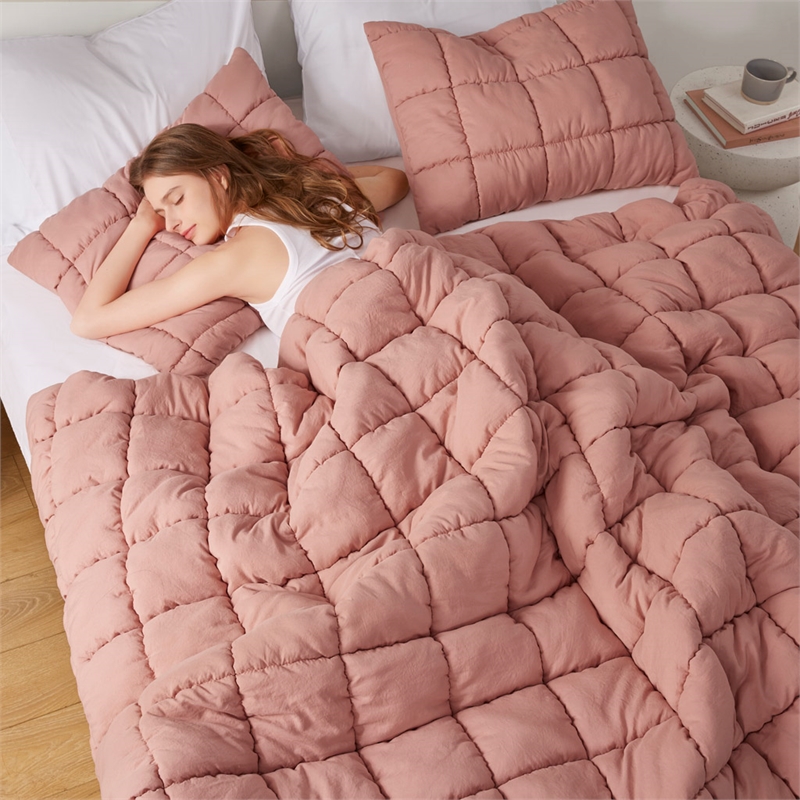 Olliix Intelligent Design Dream Puff Twin Comforter Mini Set Polyester in Rose