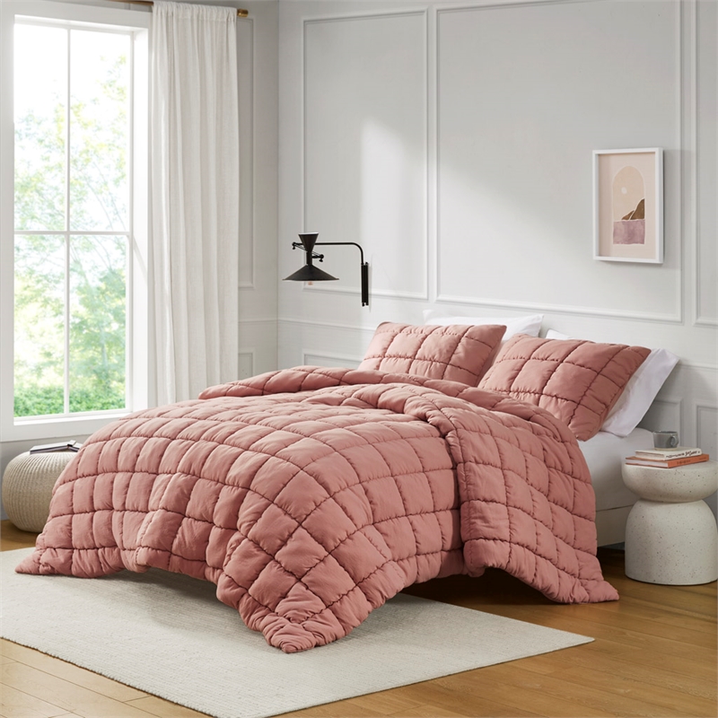 Olliix Intelligent Design Dream Puff Twin Comforter Mini Set Polyester in Rose