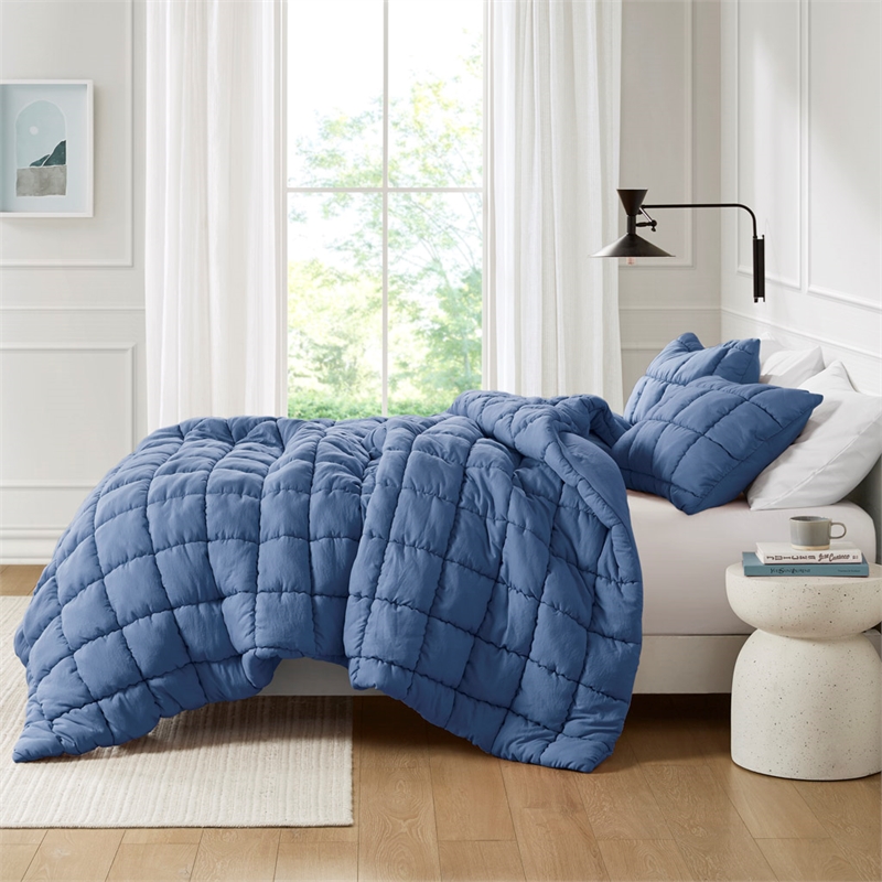 Olliix Intelligent Design Dream Puff Twin Comforter Mini Set Polyester in Navy