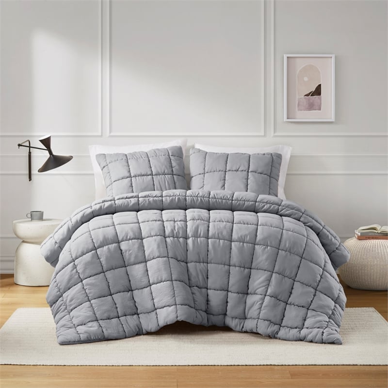 Olliix Intelligent Design Dream Puff Twin Comforter Mini Set Polyester in Grey