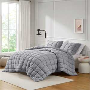 Olliix Intelligent Design Dream Puff Twin Comforter Mini Set Polyester in Grey