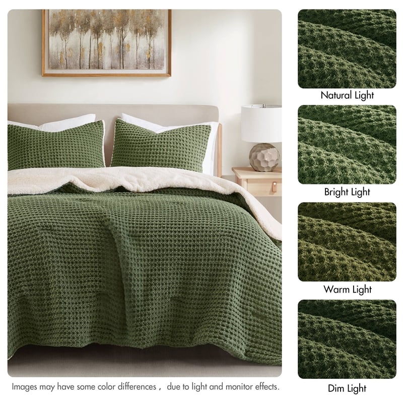 Olliix Madison Park Riordan Twin Comforter Mini Set Polyester in Olive