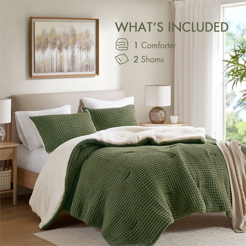 Olliix Madison Park Riordan Twin Comforter Mini Set Polyester in Olive