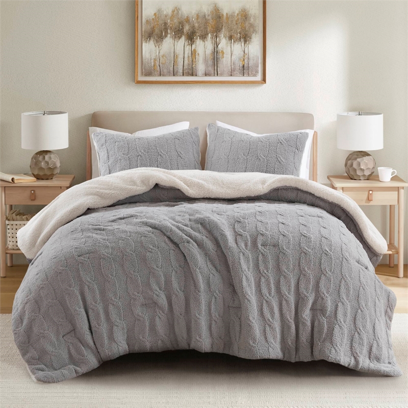 Olliix Madison Park Riordan Twin Comforter Mini Set Polyester in Gray