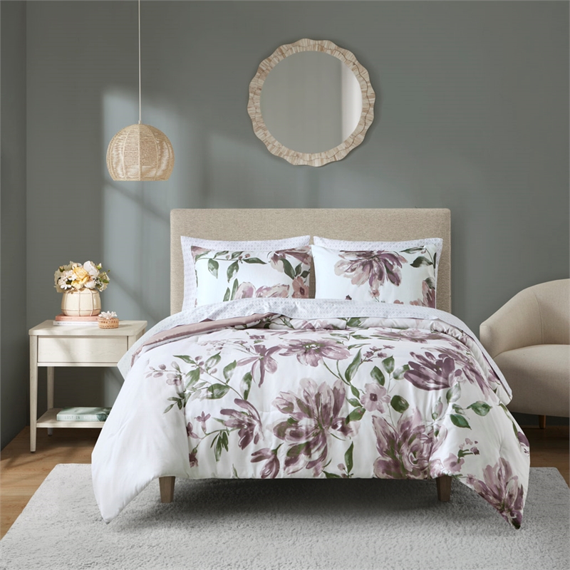 Olliix Madison Park Essentials Alice Twin Comforter Set Polyester in Mauve
