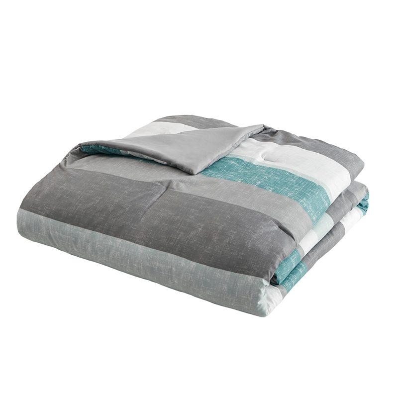 Olliix Madison Park Essentials Jaxon Full Comforter Set Polyester in Aqua/Grey