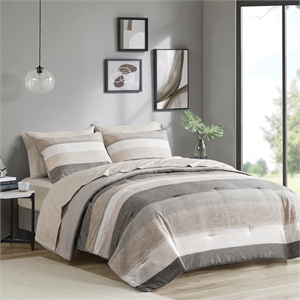 Olliix Madison Park Essentials Jaxon Full Comforter Set Polyester in Taupe/Grey