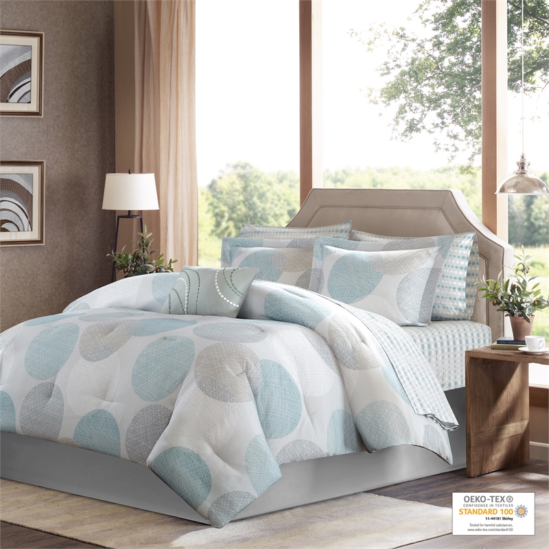 Olliix Madison Park Essentials Knowles King Comforter Set Cotton in Aqua