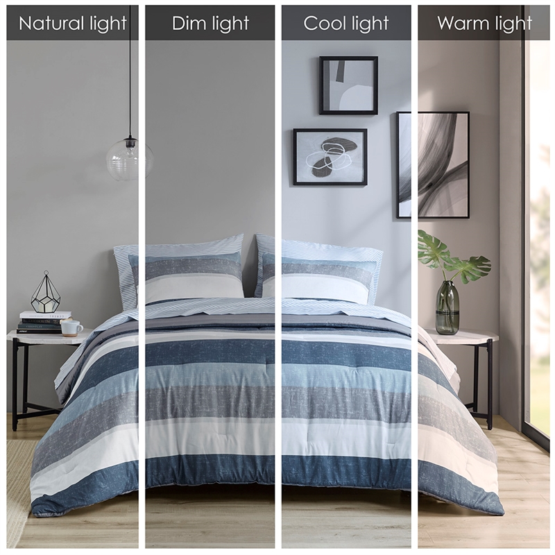 Olliix Madison Park Essentials Jaxon Twin Comforter Set Polyester in Blue/Grey