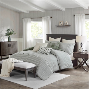 Olliix Madison Park Signature Essence King Comforter Set Cotton in Green