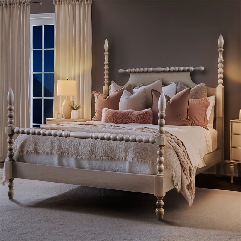 Olliix Madison Park Signature Beckett MDF/Wood Full Bed in Antique Cream