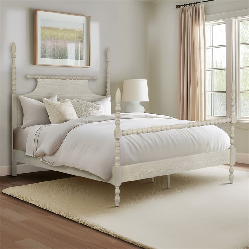 Olliix Madison Park Signature Beckett MDF/Wood Full Bed in Antique Cream