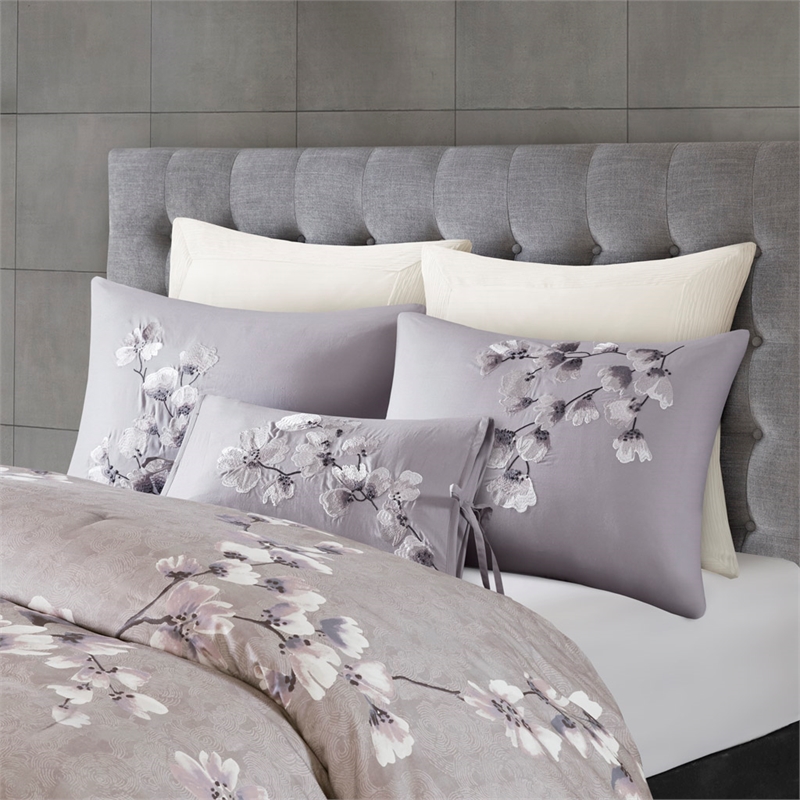 Olliix N Natori Sakura Blossom King Comforter Set Cotton in Lilac