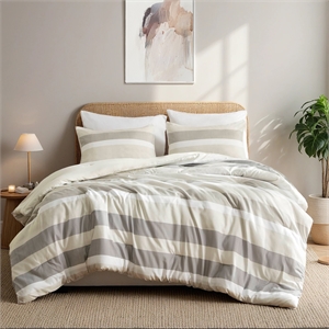 Olliix Regency Heights Blais King Comforter Mini Set Memory Foam in Neutral