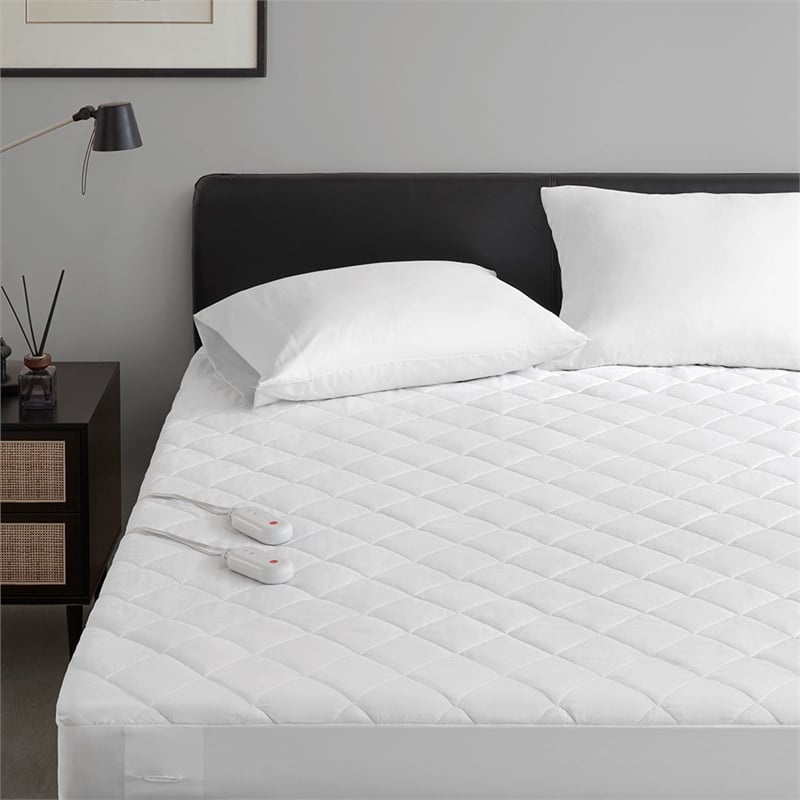 Olliix Sharper Image Embossed Microfiber Twin Mattress Pad Microfiber in White