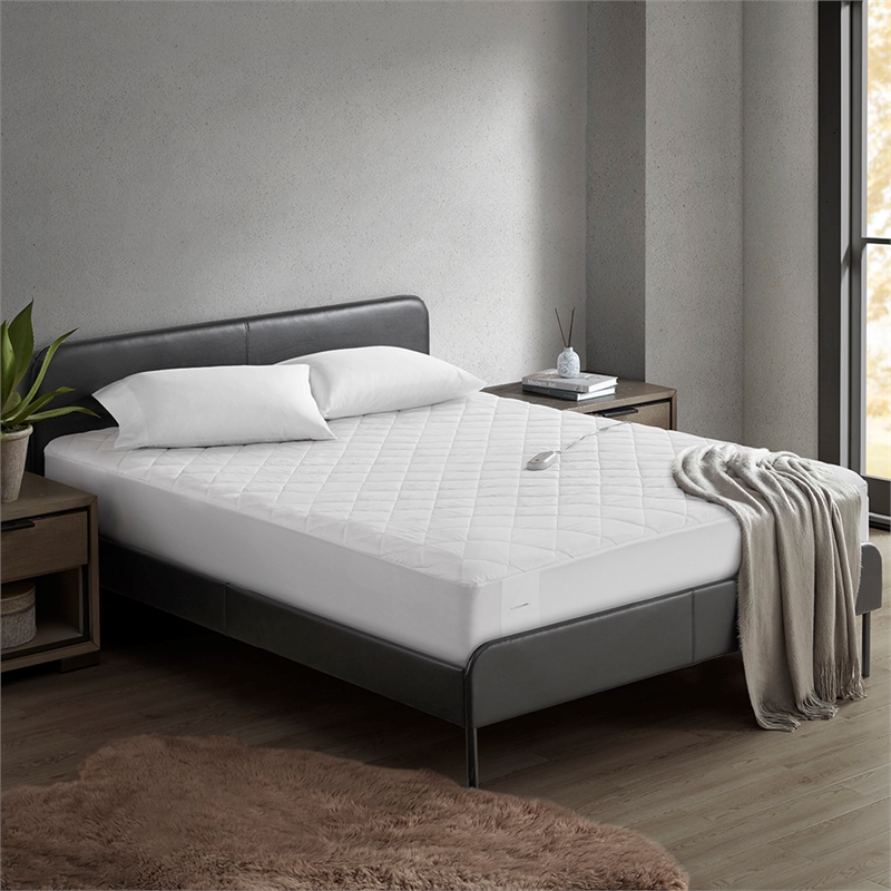 Olliix Sharper Image Embossed Microfiber King Mattress Pad Microfiber in White