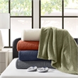 Olliix Serta Dream Soft Heated Twin Blanket Faux Feathersoft in Navy