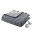 Olliix Serta Dream Soft Heated Full Blanket Faux Feathersoft in Grey
