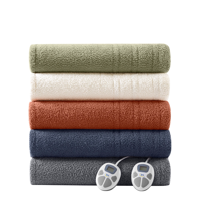 Olliix Serta Dream Soft Heated Twin Blanket Faux Feathersoft in Sage
