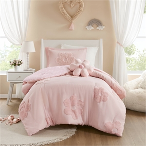 Olliix Intelligent Design Kids Gracie Twin Comforter Set Polyester in Pink