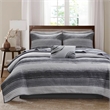 Olliix Madison Park Essentials Saben Queen Quilt Set Cotton in Black