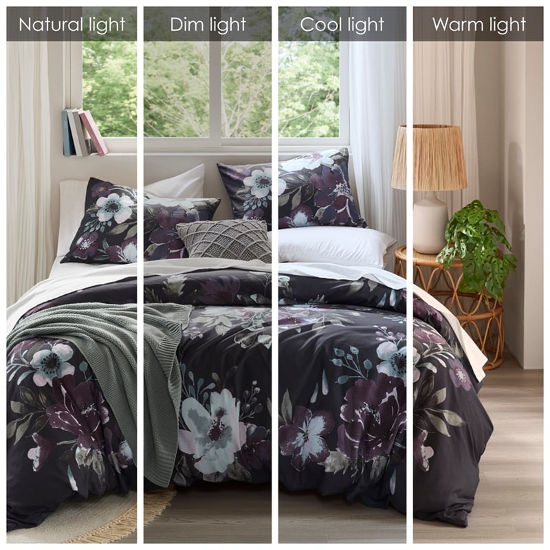 Olliix Madison Park Jolene King/Cal King Duvet Mini Set Cotton in Dark Grey/Plum