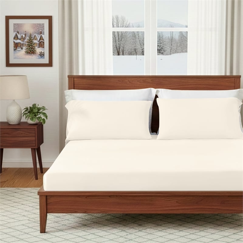 Olliix Main Street Ice Touch Twin Sheet Set Nylon/Spandex in Ivory