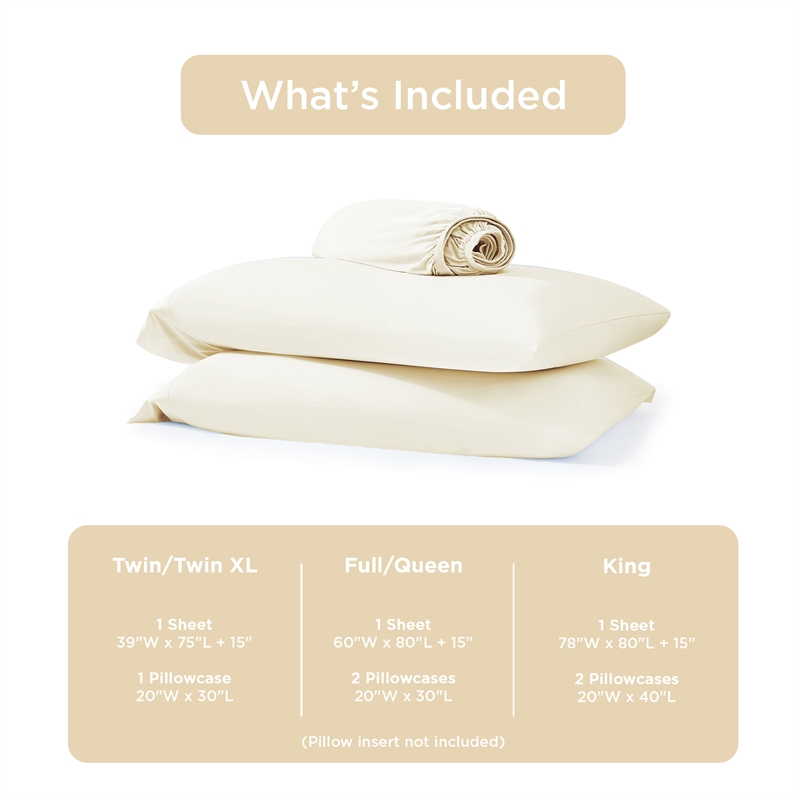 Olliix Main Street Ice Touch Twin Sheet Set Nylon/Spandex in Ivory