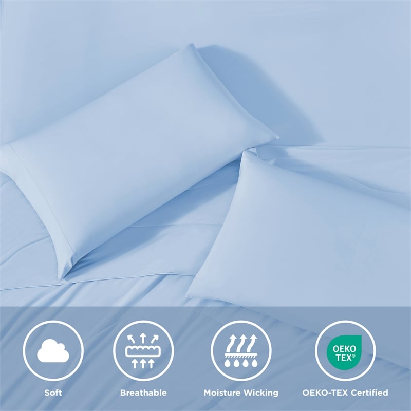 Olliix Main Street Ice Touch Twin Sheet Set Nylon/Spandex in Ice Blue