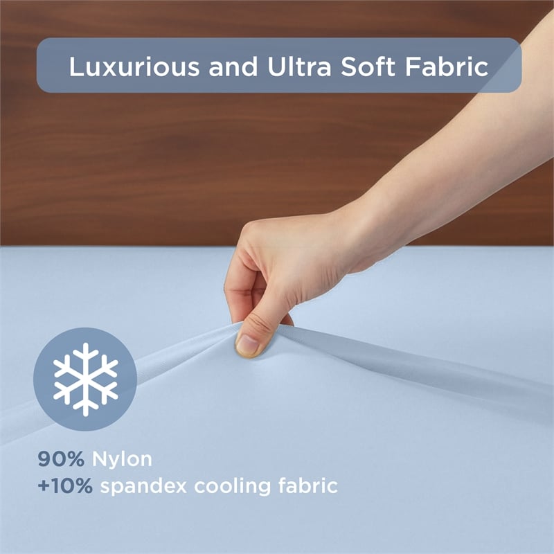 Olliix Main Street Ice Touch Twin Sheet Set Nylon/Spandex in Ice Blue