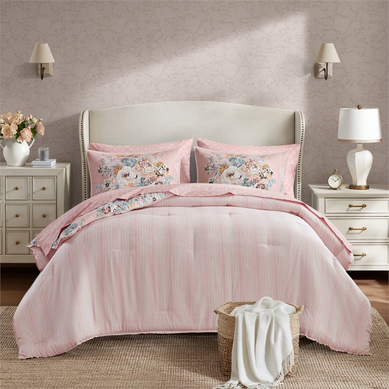 Olliix Madison Park Essentials Heather Twin XL Comforter Set Polyester in Pink