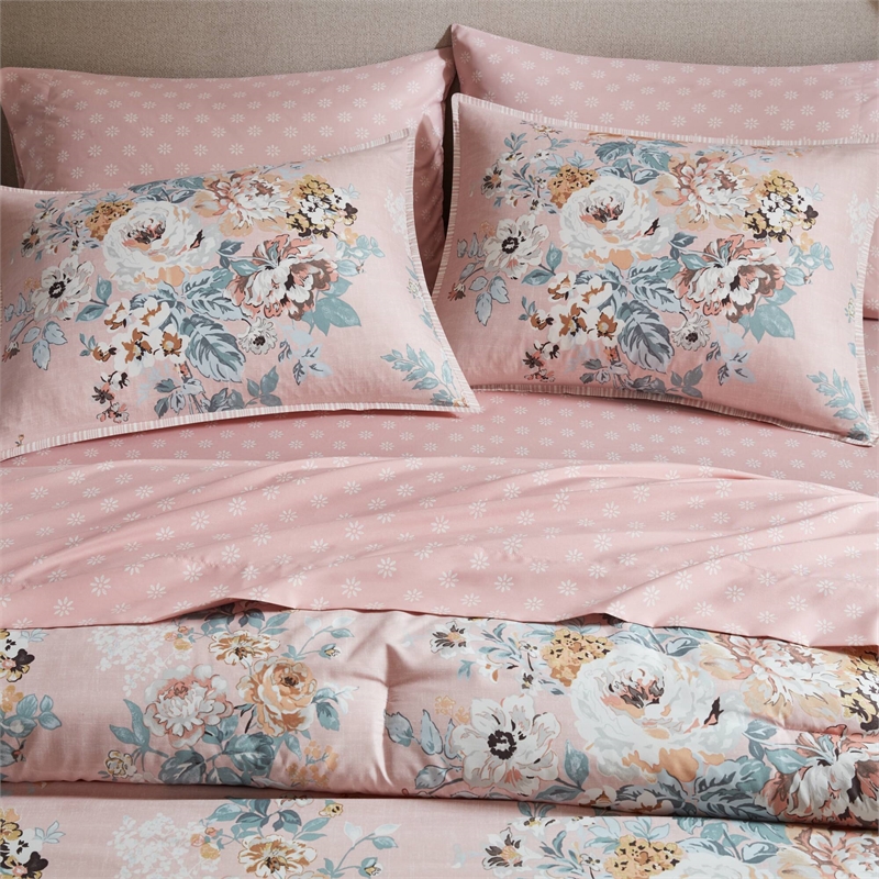 Olliix Madison Park Essentials Heather Full Comforter Set Polyester in Pink